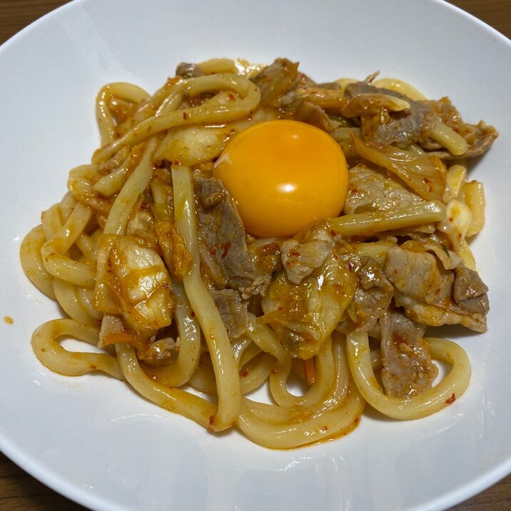 豚キムチ焼きうどん